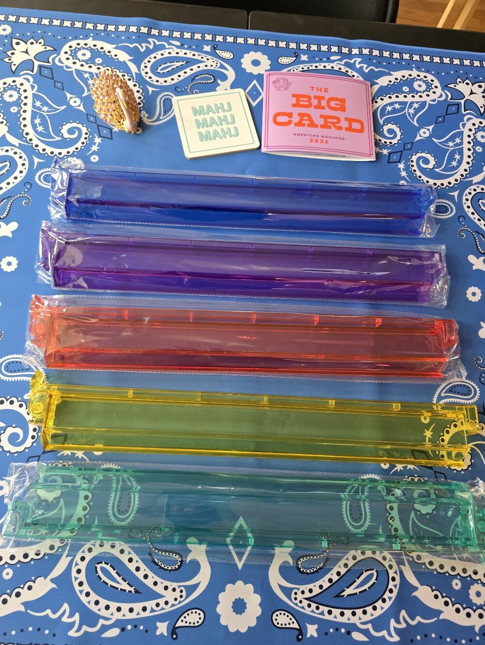 Champagne, Martini, Disco Ball Mahjong Tile Set - BLUE Back Includes Racks & Mat - Picture 10 of 10